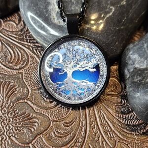 Black Steel Tree Of Life Pendant